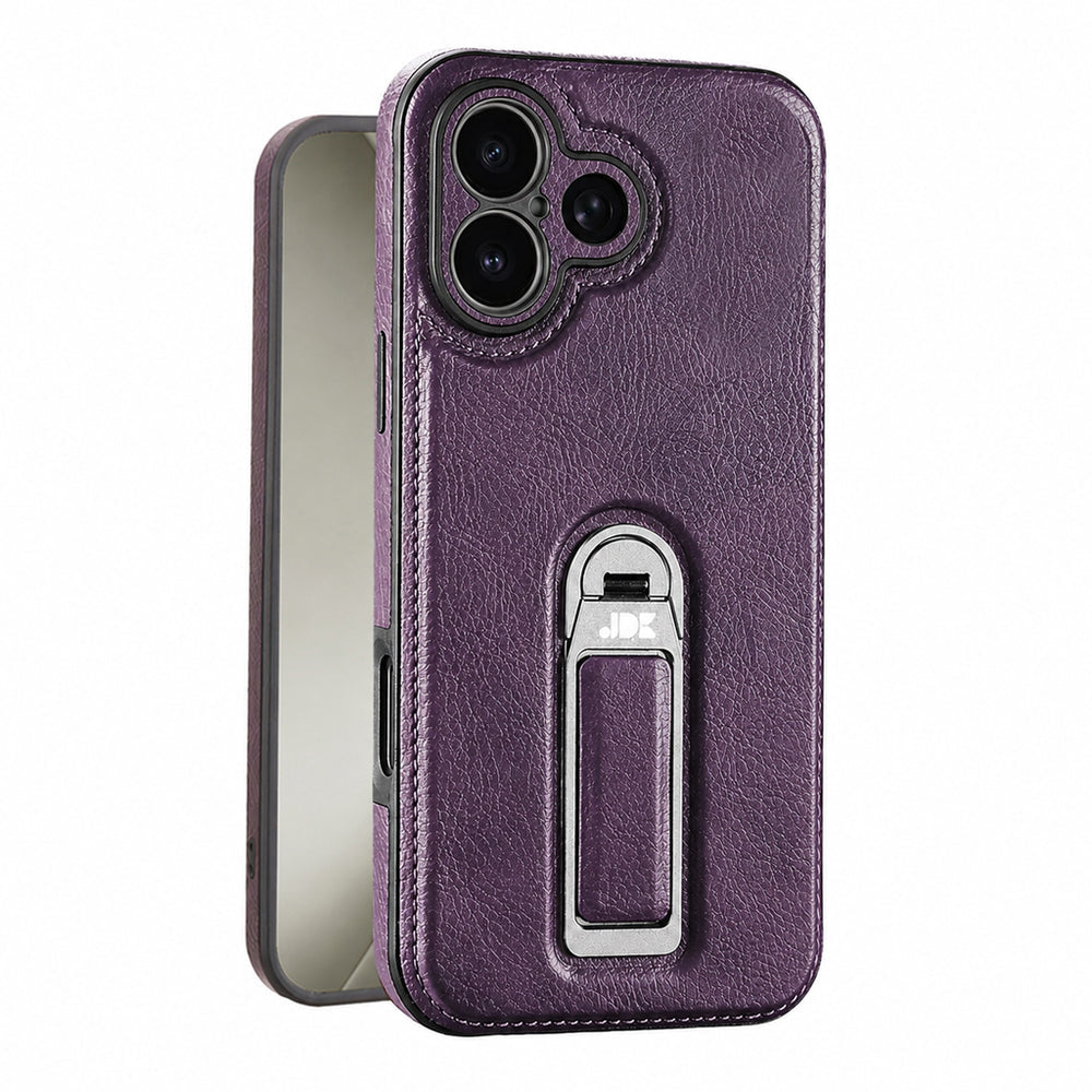 Coque de luxe en cuir texturé avec béquille MagSafe | Support mains libres et protection antichoc