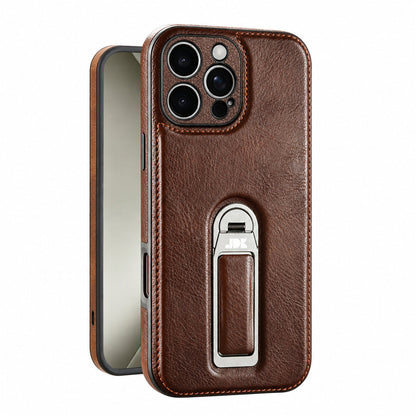 Coque de luxe en cuir texturé avec béquille MagSafe | Support mains libres et protection antichoc