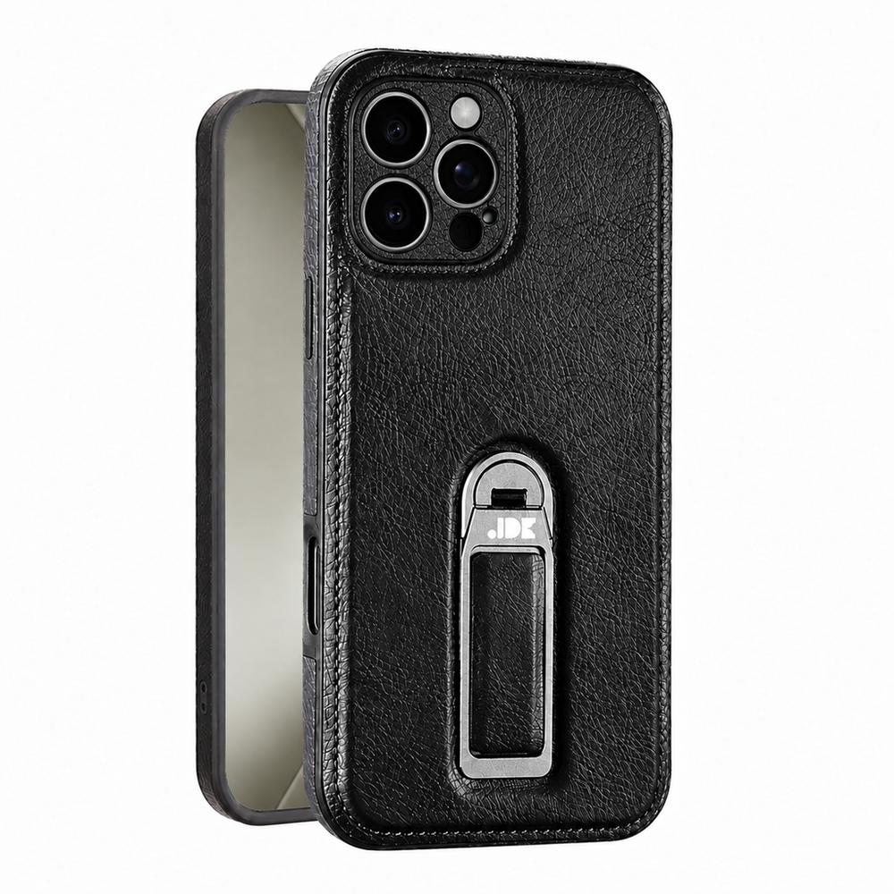 Coque de luxe en cuir texturé avec béquille MagSafe | Support mains libres et protection antichoc