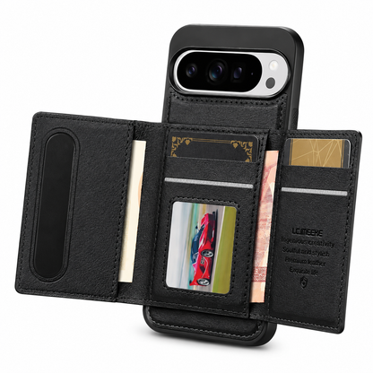 Leather Magnetic Wallet Case with Detachable Card Holder