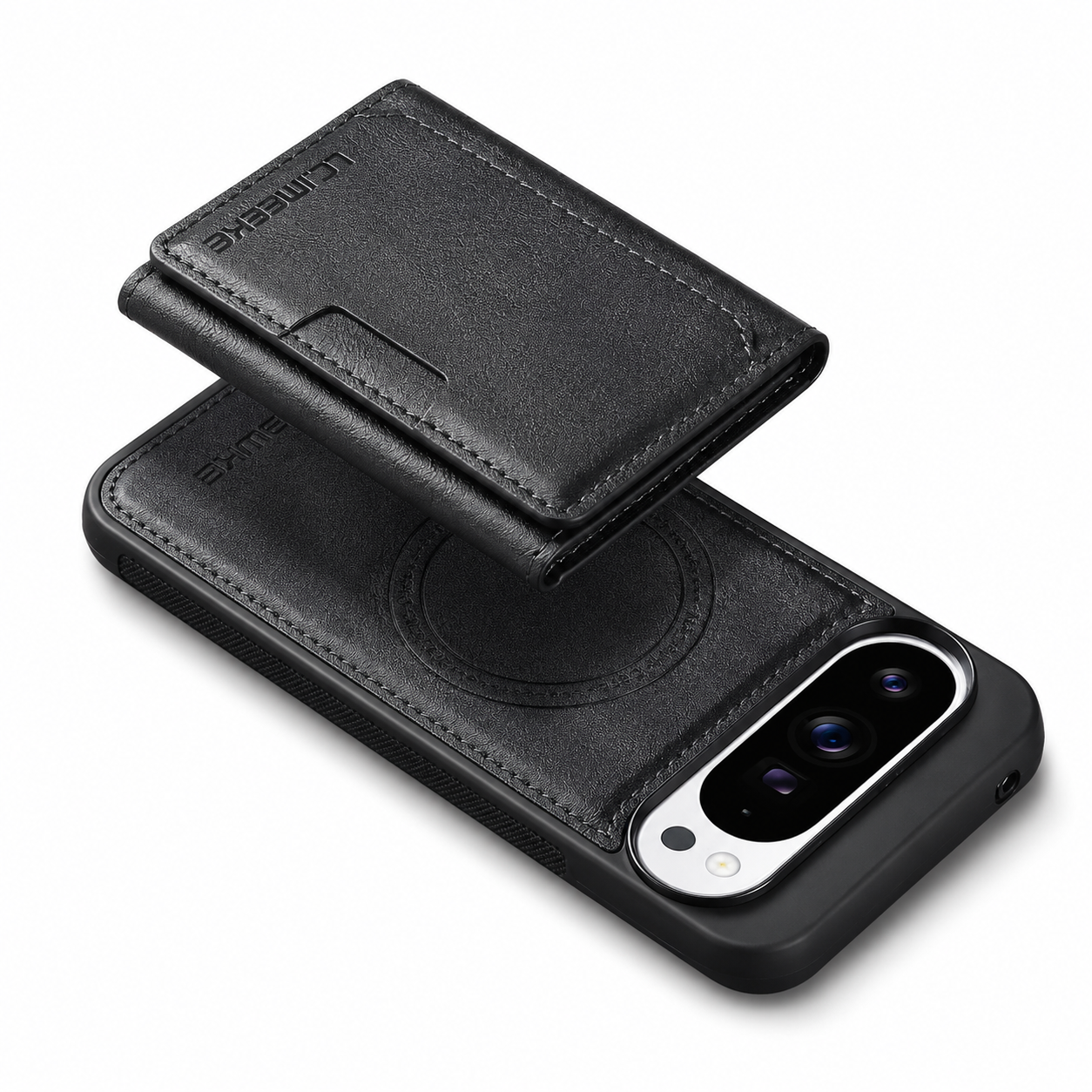 Leather Magnetic Wallet Case with Detachable Card Holder