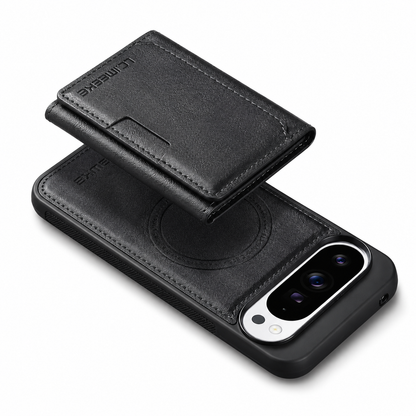 Leather Magnetic Wallet Case with Detachable Card Holder