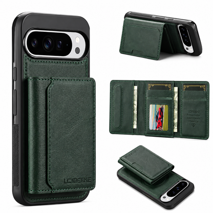Leather Magnetic Wallet Case with Detachable Card Holder