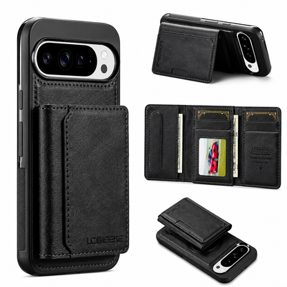 Leather Magnetic Wallet Case with Detachable Card Holder
