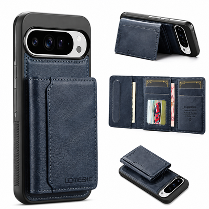 Leather Magnetic Wallet Case with Detachable Card Holder