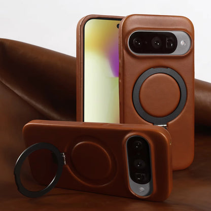 Luxury Genuine Leather Magnetic Phone Case with Bracket Holder