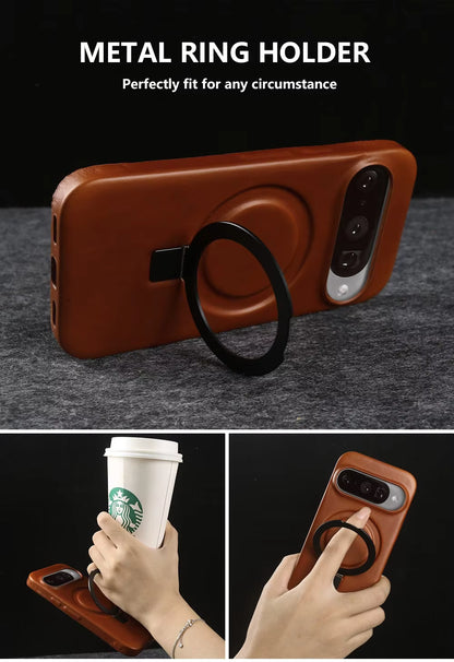 Luxury Genuine Leather Magnetic Phone Case with Bracket Holder