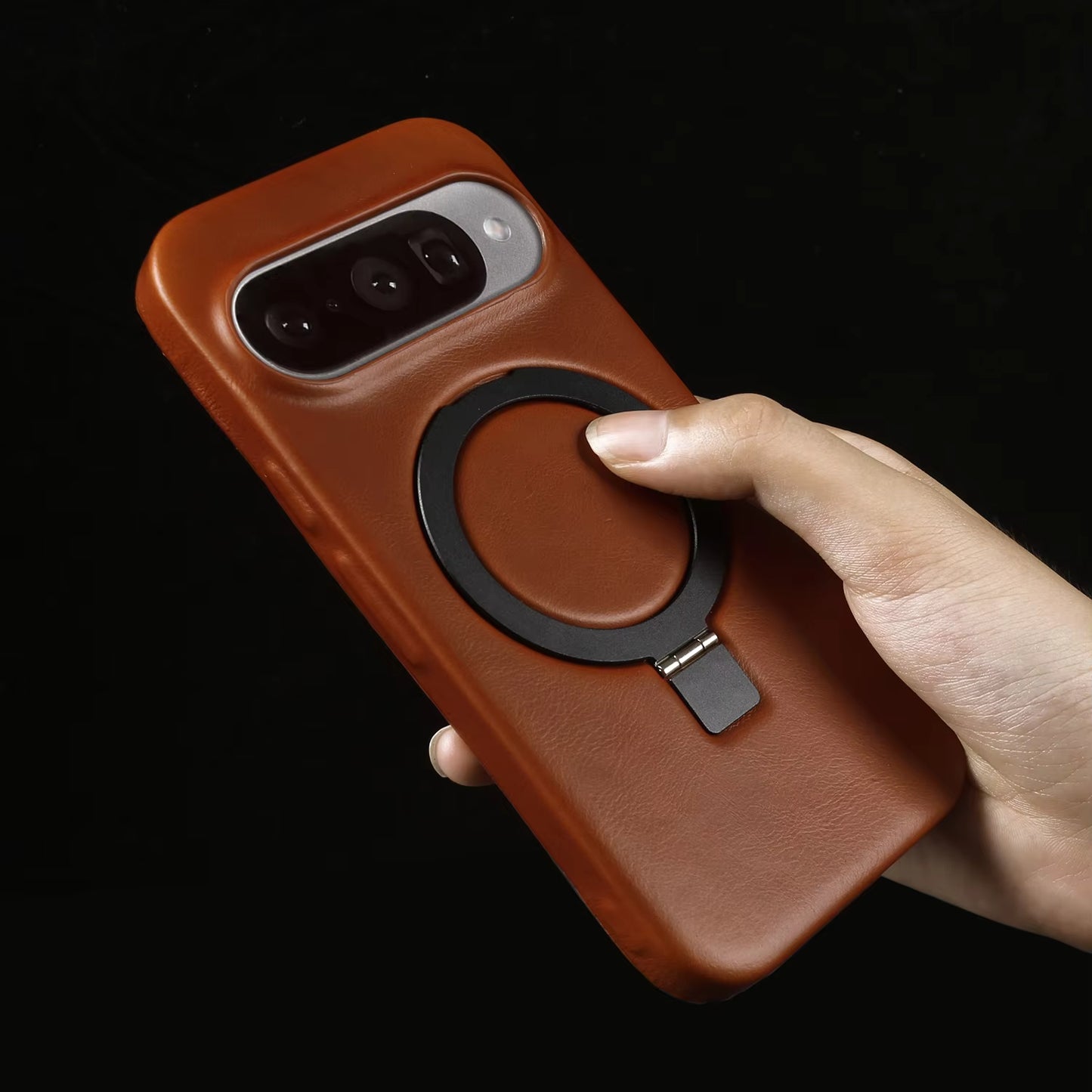 Luxury Genuine Leather Magnetic Phone Case with Bracket Holder