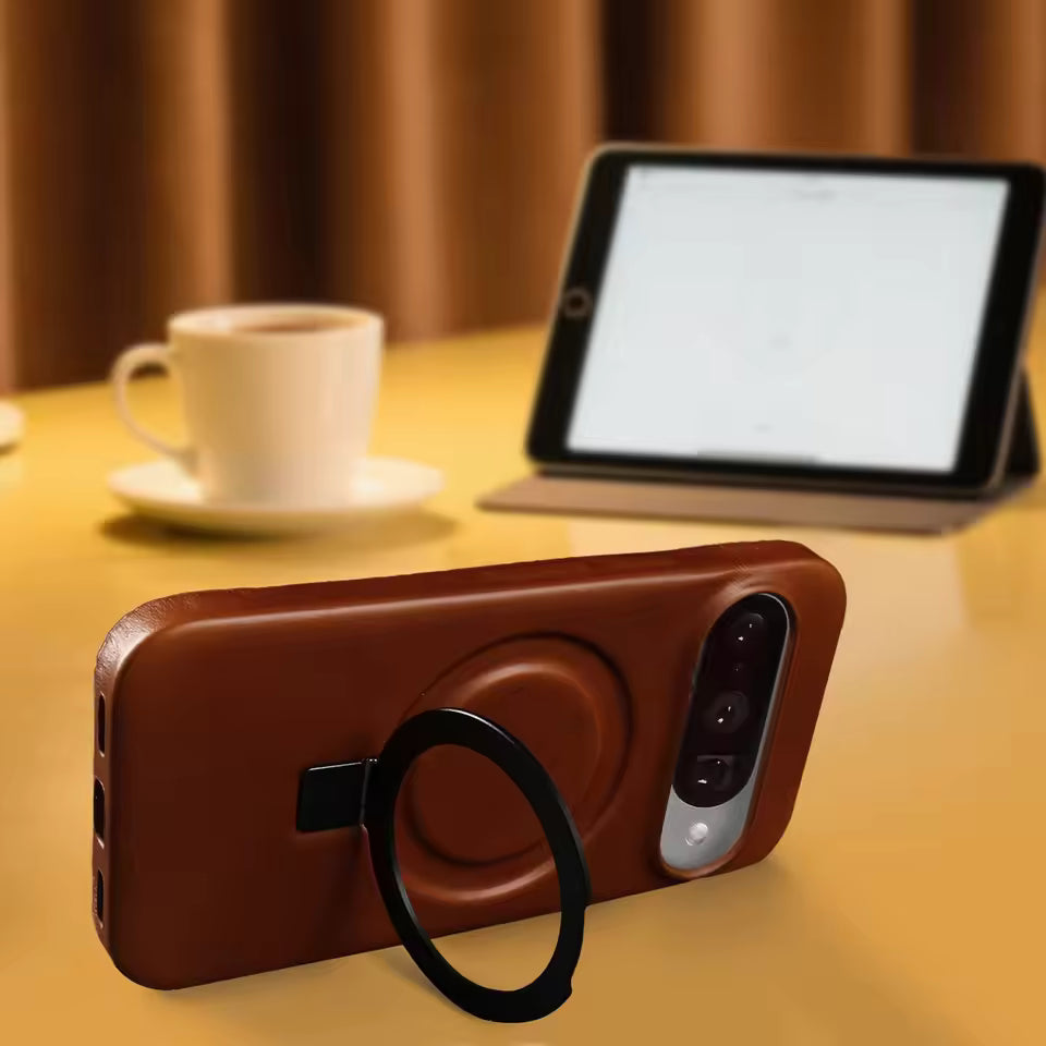Luxury Genuine Leather Magnetic Phone Case with Bracket Holder