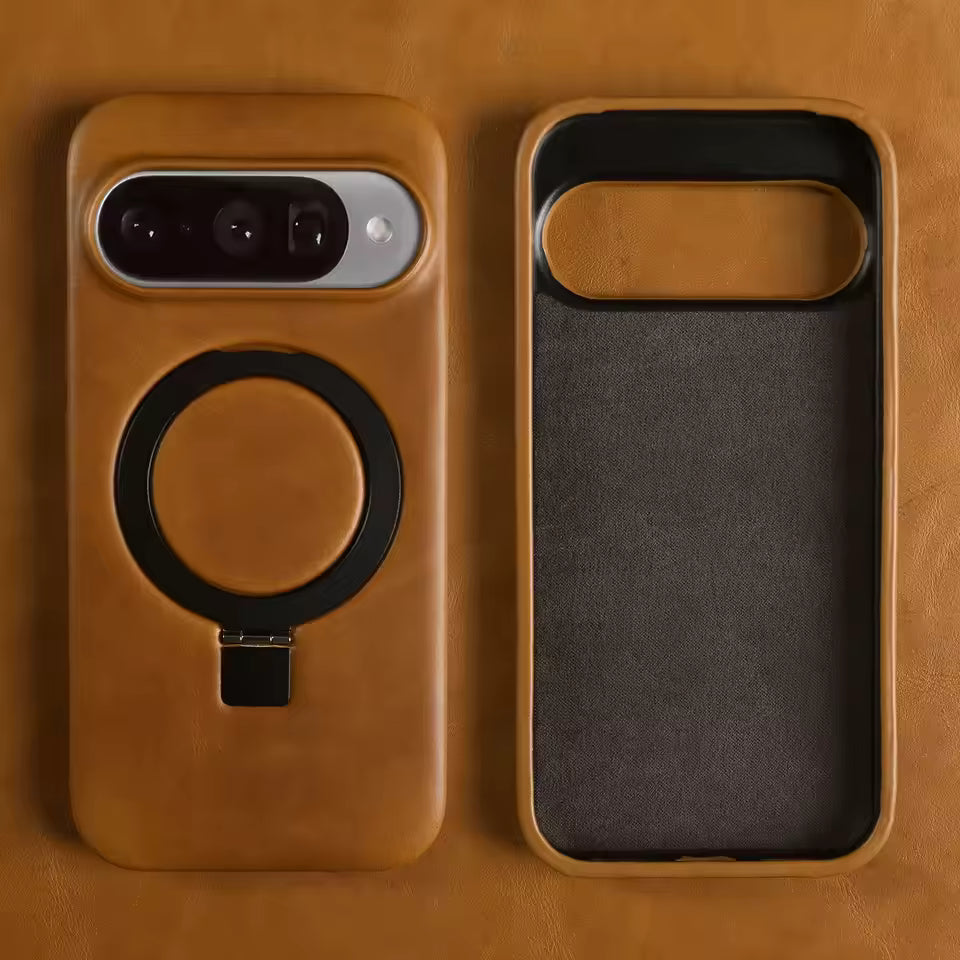 Luxury Genuine Leather Magnetic Phone Case with Bracket Holder