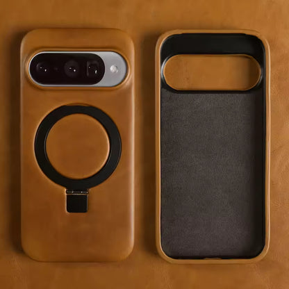 Luxury Genuine Leather Magnetic Phone Case with Bracket Holder