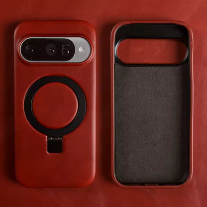 Luxury Genuine Leather Magnetic Phone Case with Bracket Holder