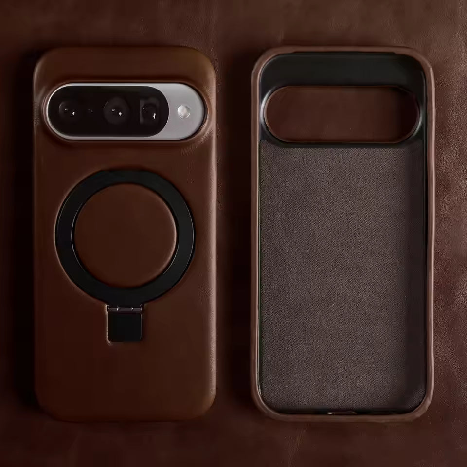 Luxury Genuine Leather Magnetic Phone Case with Bracket Holder