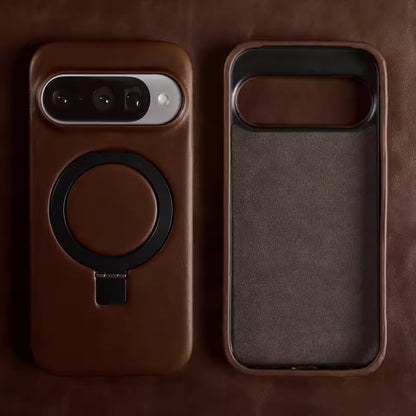 Luxury Genuine Leather Magnetic Phone Case with Bracket Holder
