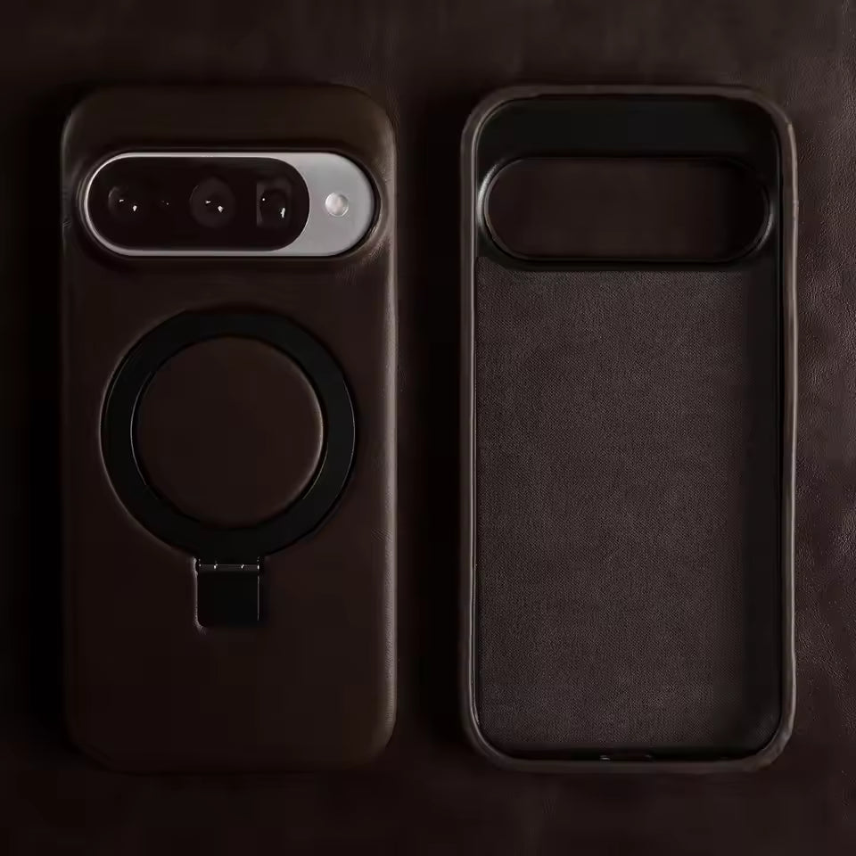 Luxury Genuine Leather Magnetic Phone Case with Bracket Holder