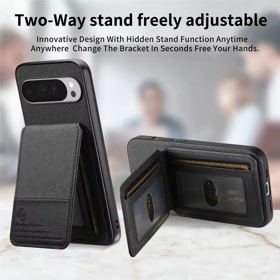 Shockproof Leather Wallet Case with Card Slot for Google Pixel