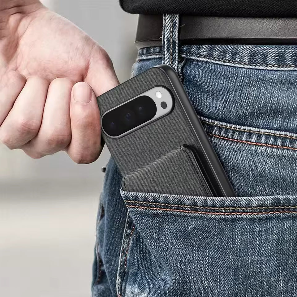 Shockproof Leather Wallet Case with Card Slot for Google Pixel