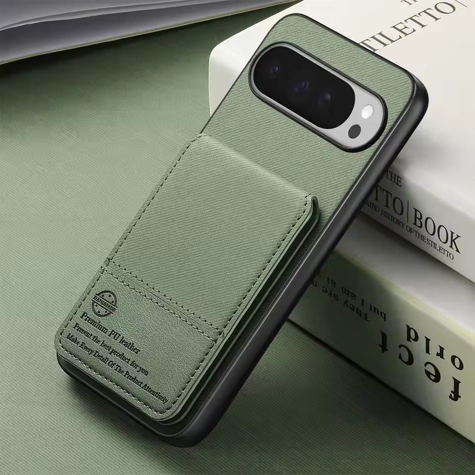 Shockproof Leather Wallet Case with Card Slot for Google Pixel
