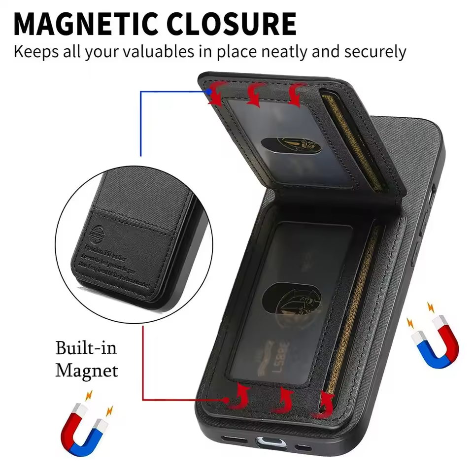 Shockproof Leather Wallet Case with Card Slot for Google Pixel