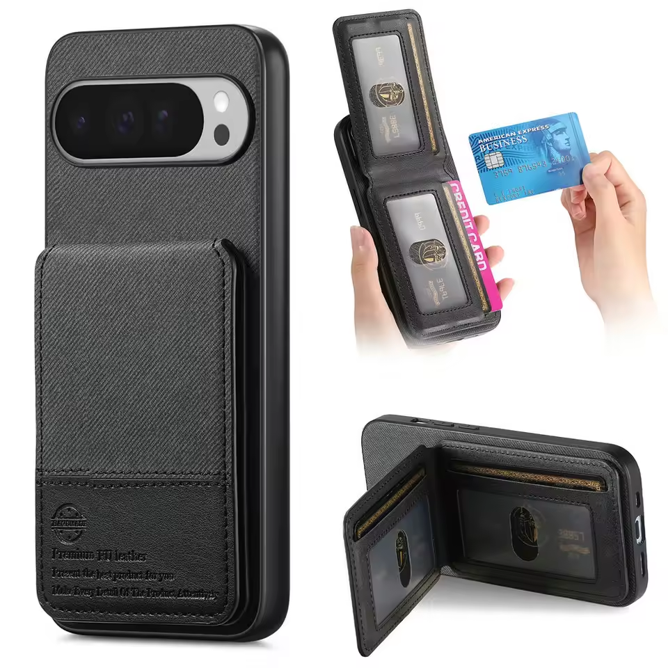 Shockproof Leather Wallet Case with Card Slot for Google Pixel