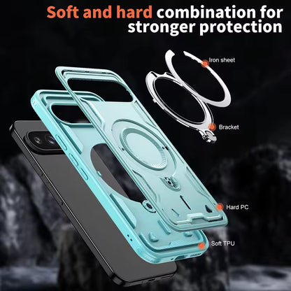 Shockproof Magnetic Phone Case with Rotating Bracket & Wireless Charging Support