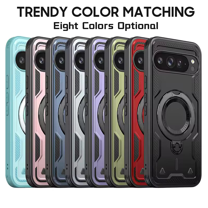Shockproof Magnetic Phone Case with Rotating Bracket & Wireless Charging Support