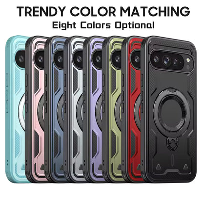 Shockproof Magnetic Phone Case with Rotating Bracket & Wireless Charging Support