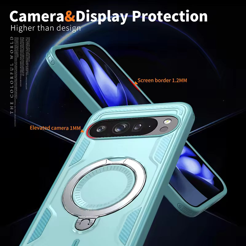 Shockproof Magnetic Phone Case with Rotating Bracket & Wireless Charging Support