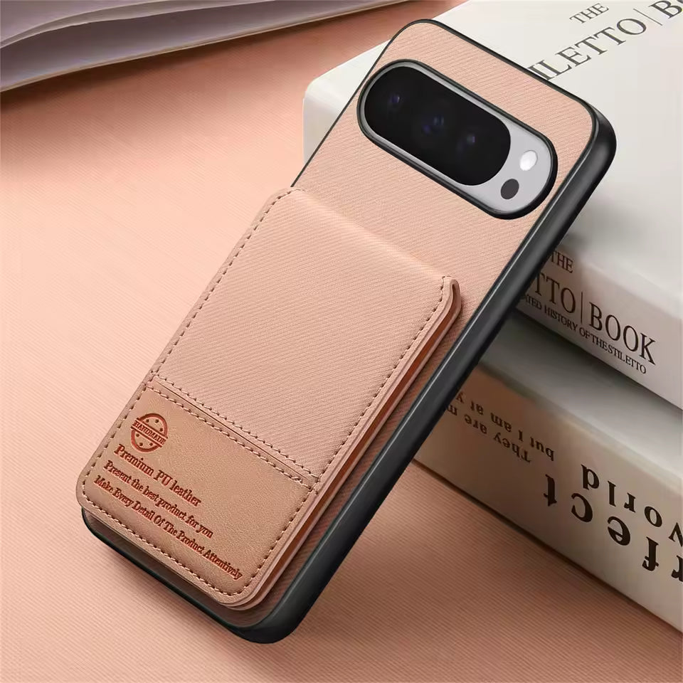 Shockproof Leather Wallet Case with Card Slot for Google Pixel