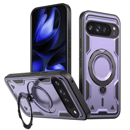 Shockproof Magnetic Phone Case with Rotating Bracket & Wireless Charging Support