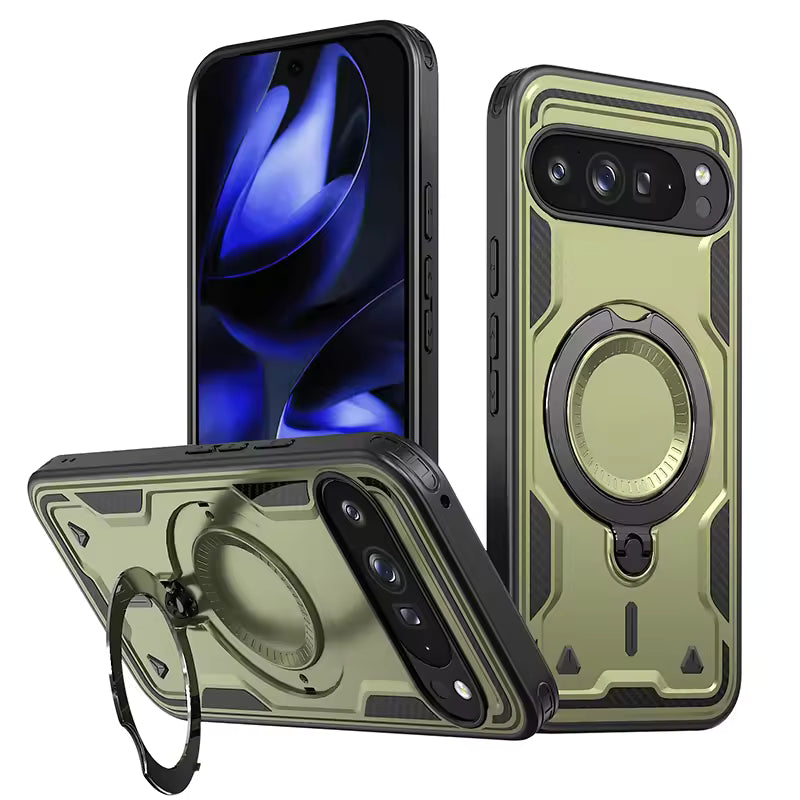 Shockproof Magnetic Phone Case with Rotating Bracket & Wireless Charging Support