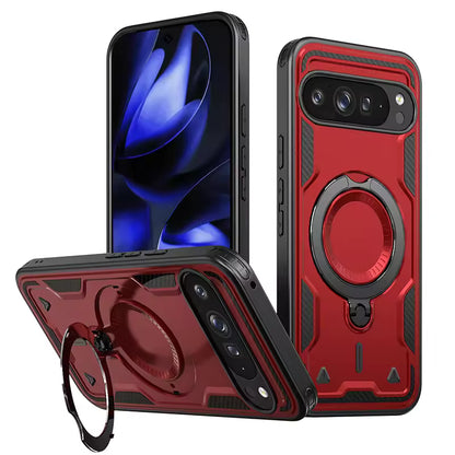 Shockproof Magnetic Phone Case with Rotating Bracket & Wireless Charging Support