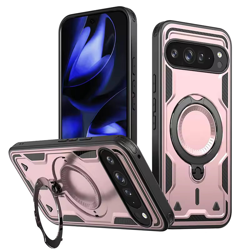 Shockproof Magnetic Phone Case with Rotating Bracket & Wireless Charging Support