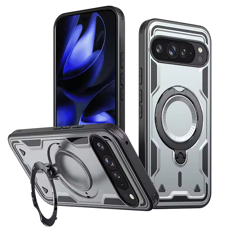 Shockproof Magnetic Phone Case with Rotating Bracket & Wireless Charging Support