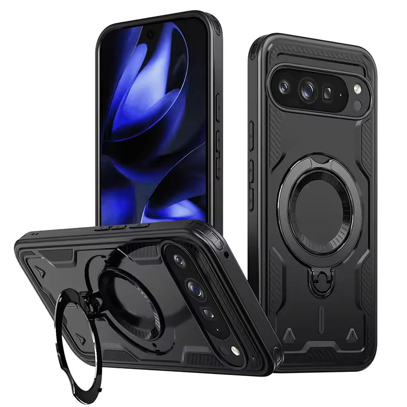Shockproof Magnetic Phone Case with Rotating Bracket & Wireless Charging Support