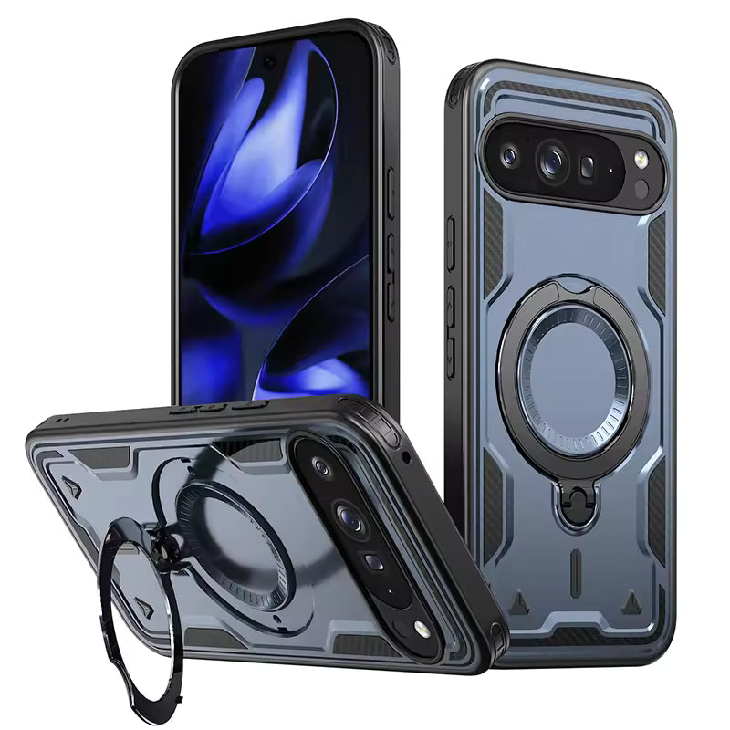 Shockproof Magnetic Phone Case with Rotating Bracket & Wireless Charging Support