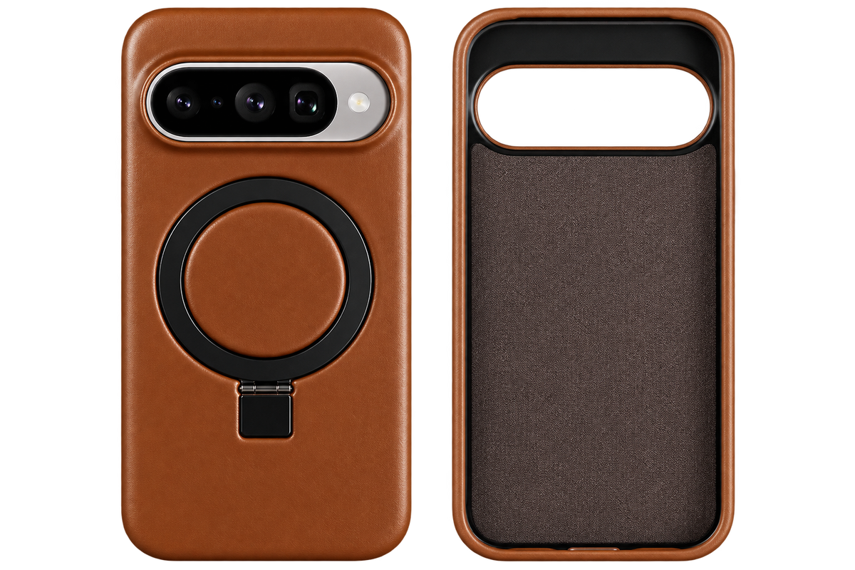 Luxury Genuine Leather Magnetic Phone Case with Bracket Holder