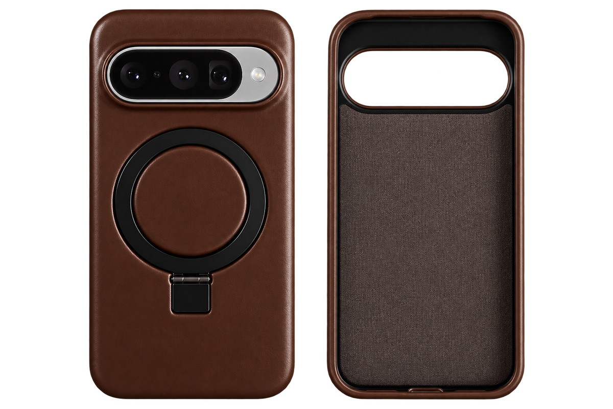 Luxury Genuine Leather Magnetic Phone Case with Bracket Holder