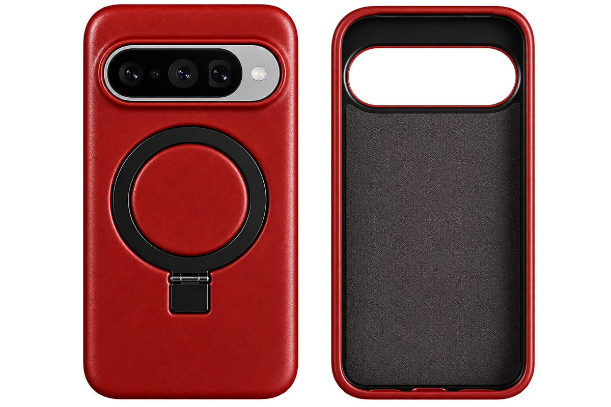 Luxury Genuine Leather Magnetic Phone Case with Bracket Holder