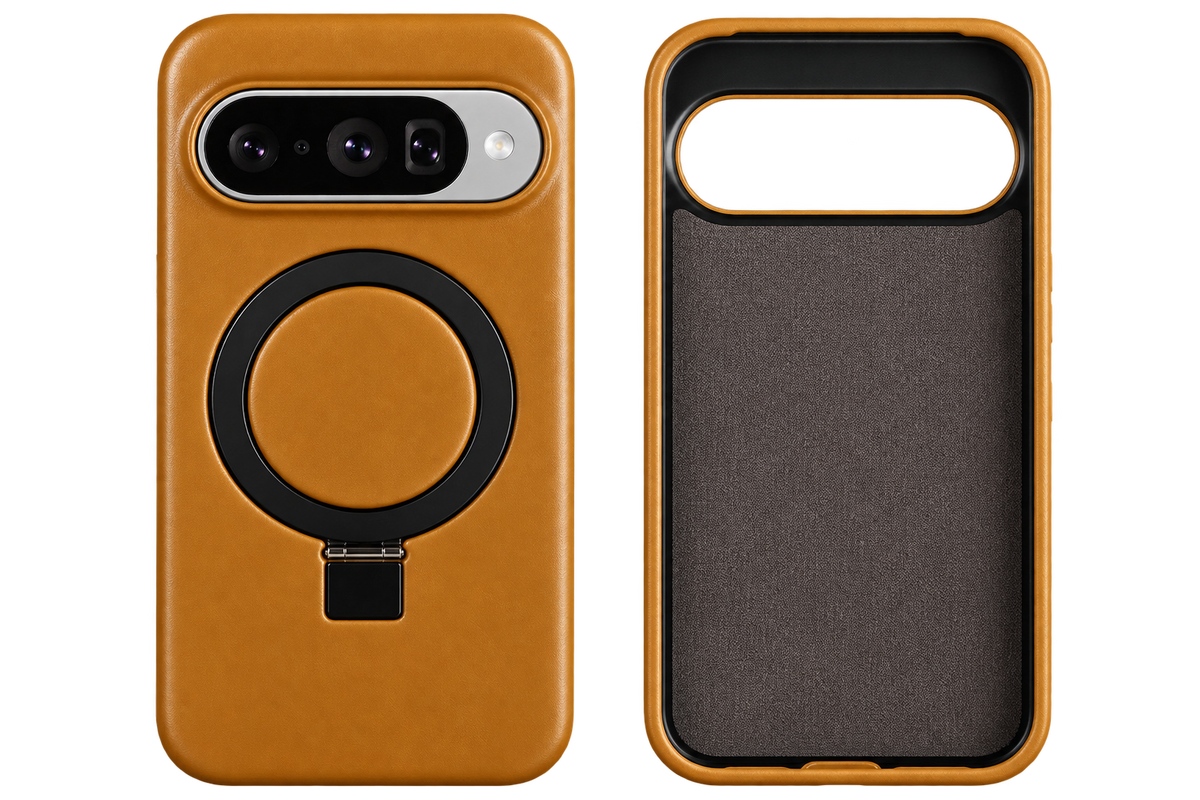 Luxury Genuine Leather Magnetic Phone Case with Bracket Holder
